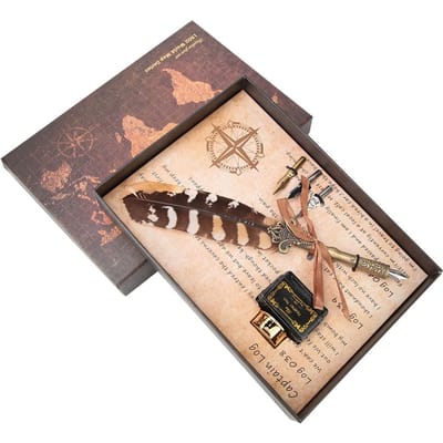 Stylo Plume Vintage Stylos Plume Avec Bouteille d'Encre Vide Set de 3 Plumes Cadeau Papeterie