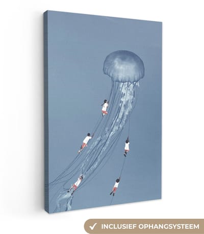 Canvas - Abstract - Kwal - Kinderen - Blauw - Abstracte - 20x30 cm - Schilderijen op canvas - Canvas schilderij