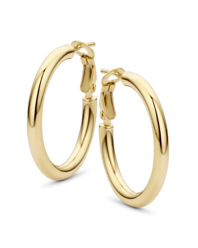 New Bling - 9NB-1595 - 925 zilveren klapoorringen - Gouden plating - 38x4mm - dames - lichtgewicht