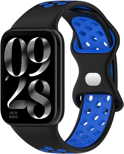 Stravo Sportief Siliconen Horlogebandje – Geschikt voor Xiaomi Smart band 8 Pro (Xiaomi Mi band 8 Pro) / Xiaomi Smart band 9 Pro (Xiaomi Mi band 9 Pro) – Tweekleurig design – Siliconen bandje voor Redmi Watch 4 / 5 / 6 – Zwart / Blauw