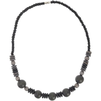 Behave – Ketting – Hout – Zwart;Bruin;Grijs – 48 cm – Nikkelvrij – Handgemaakt