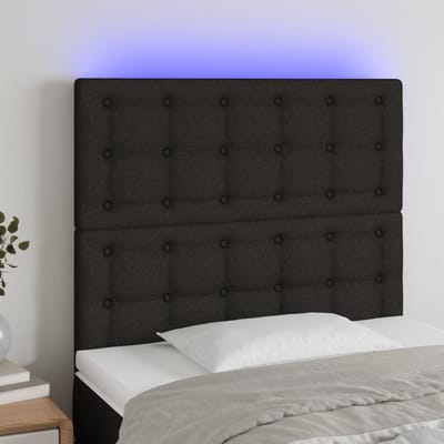 vidaXL - Hoofdbord - LED - 80x5x118/128 - cm - stof - zwart
