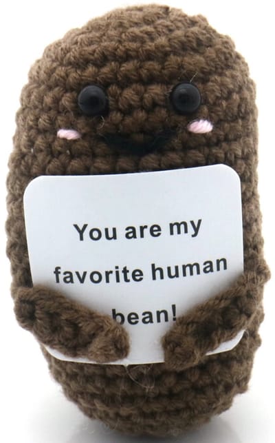 Positive Bean - Positieve Vriendjes - Gehaakte boon van 8cm
