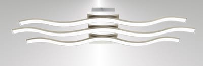 Trango 3 Flames dimbare LED Plafondlamp 3131 in Nikkel mat & chroom *WAVE* modern in wave vorm Plafondspot incl. 3x 8 watt LED module - 3x 700 lumen 3000K warm witte plafondspots, woonkamer lamp