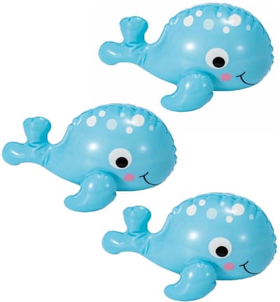Intex opblaasbare dolfijn - 3x - kunststof - lichtblauw/wit - 25 x 23 cm - waterspeelgoed