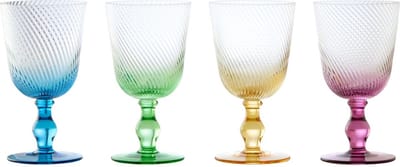Anton Studio Designs set van 4 gekleurde wijnglazen met Swirl 9 cm