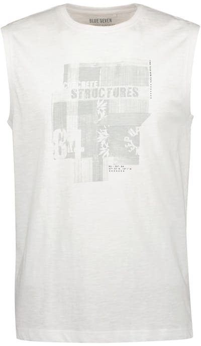 Blue Seven - Tanktop 300038 wit + print mouwloos - maat L