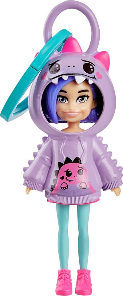 Polly Pocket Hoodie Buddy Dino - Mattel - 7.5 cm groot - Speelfiguur met clipje - Verzamel ze allemaal
