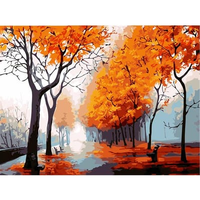 Volledige Diamond schilderij boor borduurwerk verkoop bomen Diamond mozaïek landschap herfst landschap ingelijst 20X30CM orange