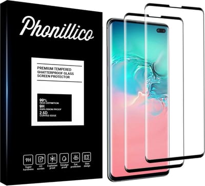 Screenprotector voor Samsung Galaxy S10 Plus - 2 stuks Beschermglas van glas Transparante glazen schermbeschermfolie met zwarte randen