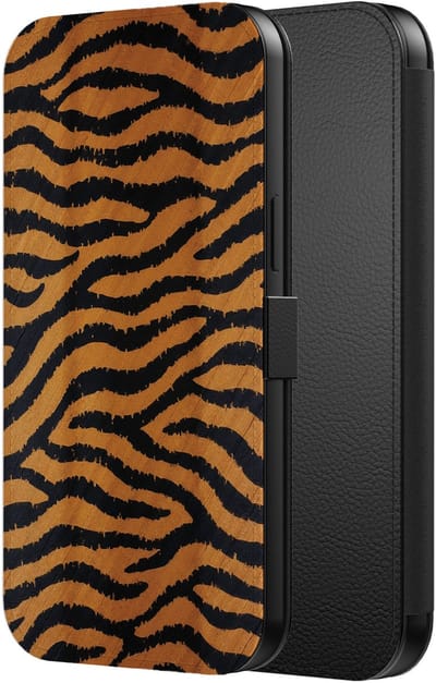 Smartphonica Telefoonhoesje Geschikt voor iPhone 13 Pro Max Kunstleren Bookcase Hoesje met Magnetisch Lipje en Pasjeshouder met Tijger Opdruk geschikt voor iPhone 13 Pro Max
