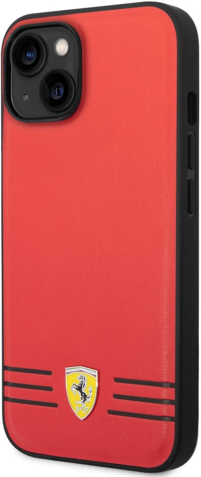 Ferrari Back cover - iPhone 14 Plus & 15 Plus - Rood - Lederen achterkant & valbescherming