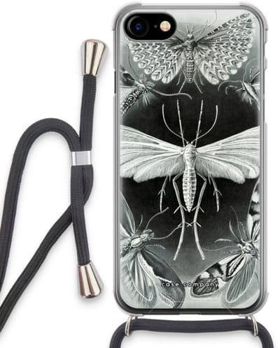 Case Company® - Hoesje met koord geschikt voor iPhone SE 2020 hoesje met Koord - Haeckel Tineida - Telefoonhoesje met Zwart Koord - Bescherming aan alle Kanten en Over de Schermrand