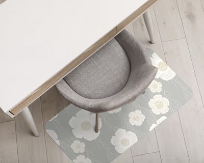 Coloray Vloerbeschermer - delicate witte bloemen Vloerbeschermer Bureaustoel - 100x70 cm - Wit Bureau Stoel Mat - Vloerbeschermer PVC - PVC Vloerbeschermer - Rechthoekige Mat - Natuur Thema