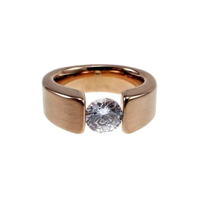 Ovale Vorm Ring met Zirkonia, Roségoudkleurige Roestvrij Staal - Ring Dames