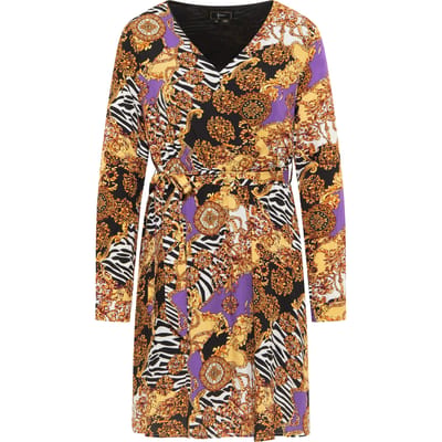 Faina midi-jurk Dames Oranje Veelkleurig
