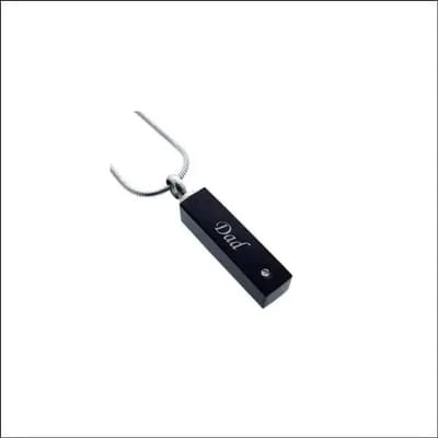 Aramat Jewels | Gedenkhangers | Stalen Ashanger Vader – Persoonlijk Gedenksieraad RVS | Vierkante-Buis-Zwart-Zirkonia-4cm | |20mm | Staal | Volwassenen | Verkleurd niet