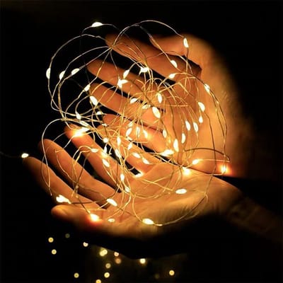 MUPOO kerstverlichting buiten lichtsnoer buiten 2M 20 LED copper wire fairy lights op AA batterij – flexibele warm witte kerstdecoratie voor raam, balkon, tuin, feest en vakantie decor