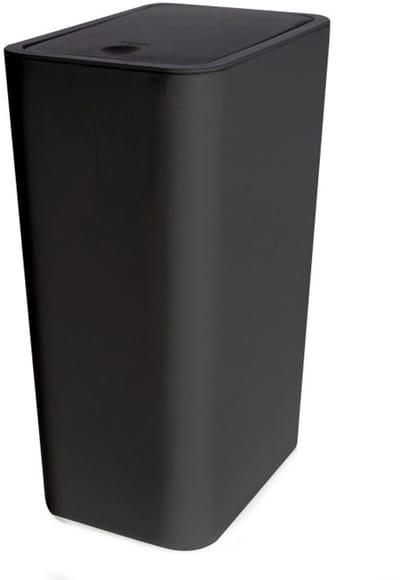 Prullenbak - 9 liter, smal model met deksel - Geurwerend pop-up deksel - Gemaakt van PP-materiaal - Geschikt voor badkamers, keukens, kantoren, woonkamers, slaapkamers en toiletten - 33,3*22,2*15,7 cm -Zwart