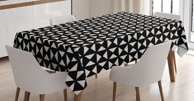 ABAKUHAUS Abstract Tafelkleed – Grund Driehoeken in Vierkanten – 140x240 cm – donkergrijs en eierschaal, wasbaar