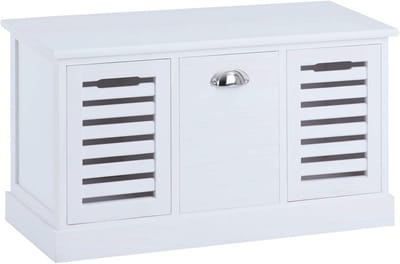 Landhuis Stijl Bank met Opbergruimte en 3 Lades Shabby Chic Wit