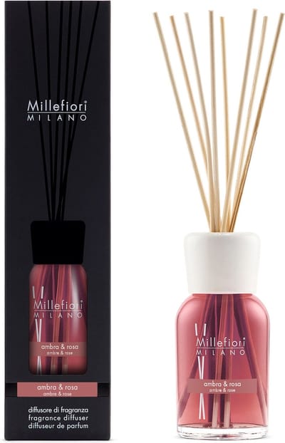Millefiori Milano Geurstokjes 250 ml - Ambra & Rosa