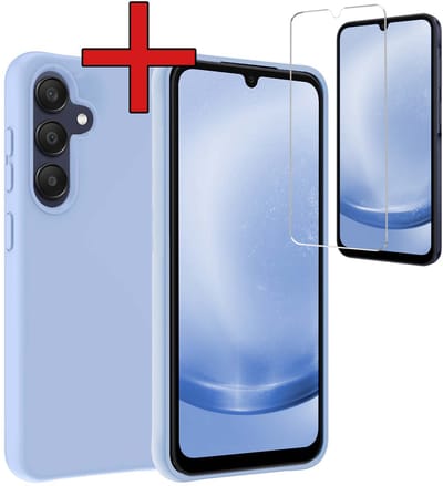 Hoesje - Met Screenprotector - Geschikt voor Samsung Galaxy A26 - Sterk & Shockproof - Telefoon Hoes - Back Cover - Siliconen Case - Telefoonhoes - Lichtblauw