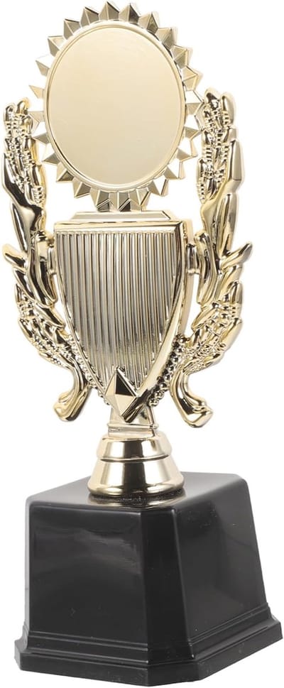 Trofee Beker - Award Schild - Wedstrijd Prijzen - Herbruikbaar Plastic - 21.5x7.5cm - Goudkleurig