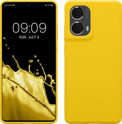 kwmobile telefoonhoesje geschikt voor Motorola Moto G85 5G - Hoesje met siliconen coating - Smartphone case in stralend geel