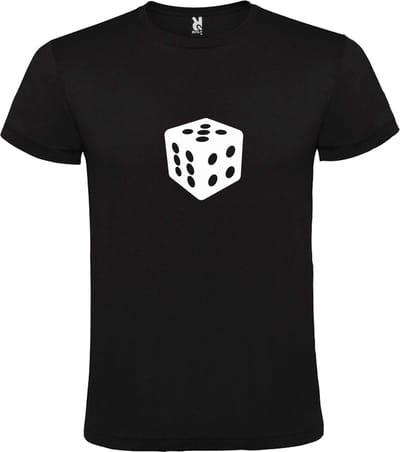 Zwart T-Shirt met “ Dobbelsteen “ afbeelding Wit Size XS