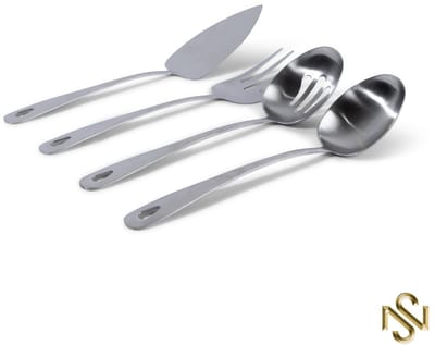 San Naila - Opschepset - Serveerset- Zilver -Glans - Taartschep - Opscheplepel - Pastalepel - Opschepvork - Luxe - Keukengerei