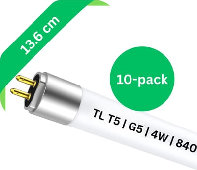 10x T5 TL lamp 14 cm – 4W – G5 fitting – Ø 1.6 cm – 840 Koel Wit 4000K – Voordeelverpakking
