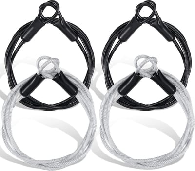 Veilige Kabelset voor Buiten: 4 Stuks van 101 cm, Dubbele Ring, Gevlochten Staal, Ideaal voor Reis- en Hangslotbeveiliging