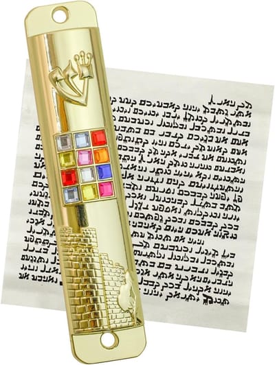 Mezuzah met Rol voor Deur, Metalen Cover met 12 Stammen van Israël, Joodse Geschenken en Huisdecoratie voor Feestdagen en Blessing