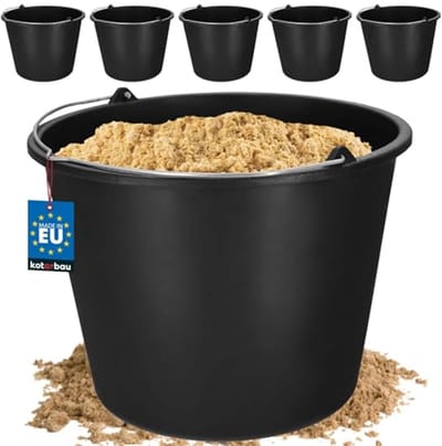Set van 5 bouwemmers van kunststof - multifunctionele emmers voor elke klus - 16 liter