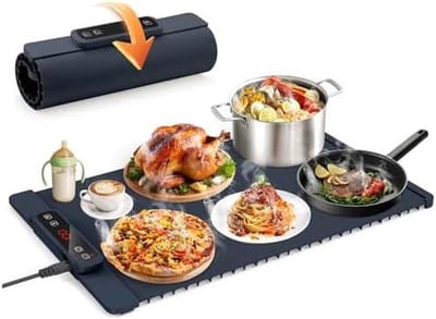 Elektrische Warmhoudplaat - Buffet Server - Eten Warm Houden - Met Timer - 5 Temperatuurstanden - Donkerblauw