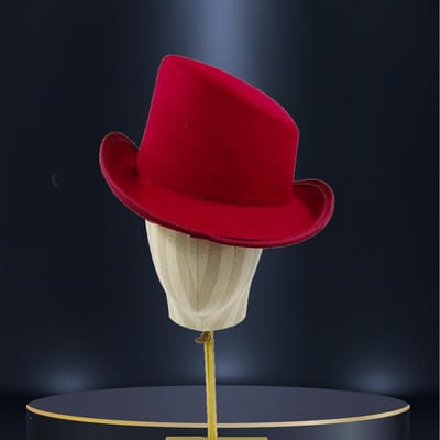 Nieuwe 100% Wol Op Fedora Hoed Tovenaar Koffie Steampunk Cosplay Punk Feest Hoeden Dropshipping Mode Schuin Bovenkant Emmer Hoed 60cm red