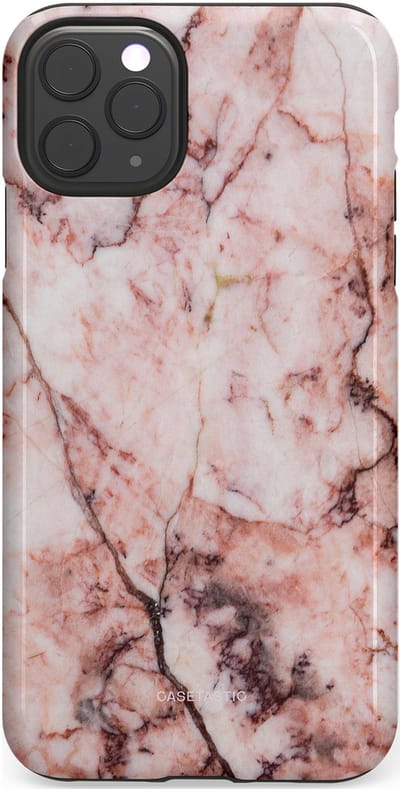 Casetastic hoesje geschikt voor Apple iPhone 11 Pro Max - Dubbellaagse bescherming - Koraalrif Marmer - Fashion Case - Lichtroze Perzik