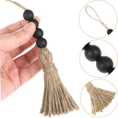 Handgemaakte Boheemse Houten Kralen Franje Deurklink Decoratief Hanger, Kledinghaak Decoratieve Hanger, Wanddecoratie 1pc