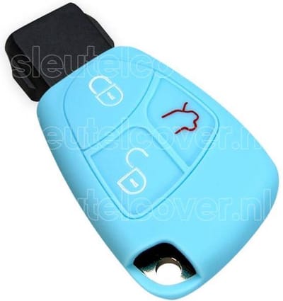 Autosleutel Hoesje geschikt voor Mercedes - SleutelCover - Silicone Autosleutel Cover - Sleutelhoesje Lichtblauw
