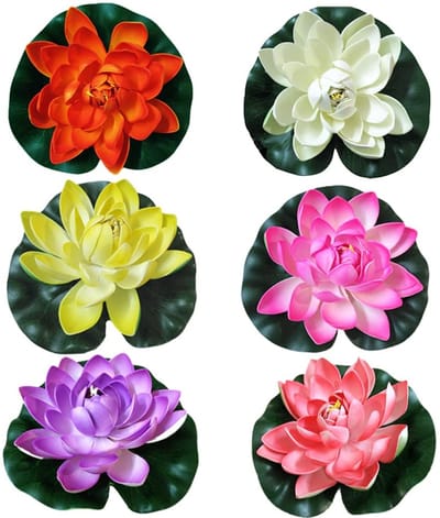 Dailygoods- Drijvende Bloemen 6 Stuks - Kunstmatige Zeerozen - EVA - Decoratie voor Aquarium/Vijver - 18 cm - Levendige Kleuren - Kunstmatige Lotusbloem
