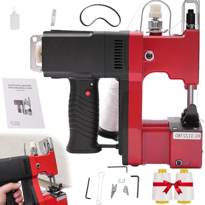 Zakkensluitmachine - Sluitmachine Naaimachine - Zakken Sluiten - Automatische Draad Snede - 29.3x21x28.5 cm - Grijs