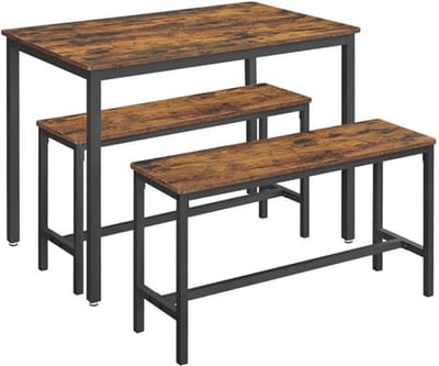 Jessi Store - Eettafel met stoelen - Eetkamerset - Keukentafel met banken - 4 personen - Industrieel design - 70x110x75cm