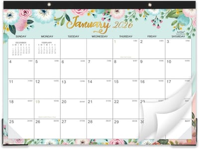 Grote Bureaukalender 18 Maanden (Juli 2021 - December 2022) met Bloemenprint