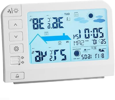 Digitaal Weerstation - Weer Display - Milieu Meten - Kleuren LCD Scherm - 17.5 x 12 cm - Wit
