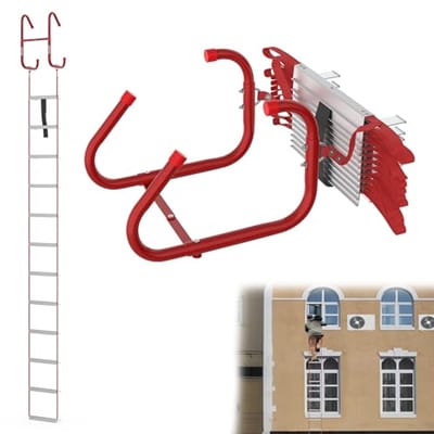 Vuurvaste aluminium reddingsladder 4,5 m – Opvouwbare veiligheidsladder voor noodgevallen