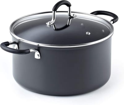 Anodized Braadpan - Soeppan Dutch Oven - Familie Maaltijden Koken - Gelijkmatige Warmteverdeling - 6 Liter Capaciteit - Zwart
