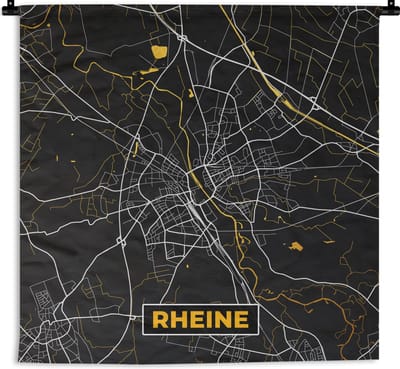 Wandkleed - Wanddoek - Stadskaart – Plattegrond – Duitsland – Goud – Rheine – Kaart - 180x180 cm - Wandtapijt