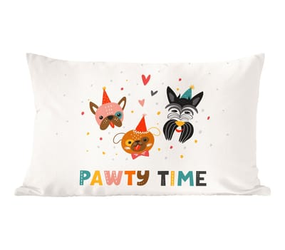 Sierkussens - Kussentjes Woonkamer - 60x40 cm - Honden - Quotes - Pawty time - Spreuken