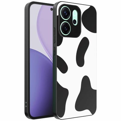 Geschikt voor Oppo Reno 14 F Telefoonhoesje met Koeienvlekken Opdruk - TPU Backcover Case With Cow Patches Design - Smartphonica geschikt voor Oppo Reno 14 F
